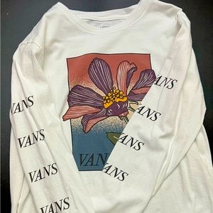 Vans Triple Down White Long Sleeve T-Shirt Size Medium